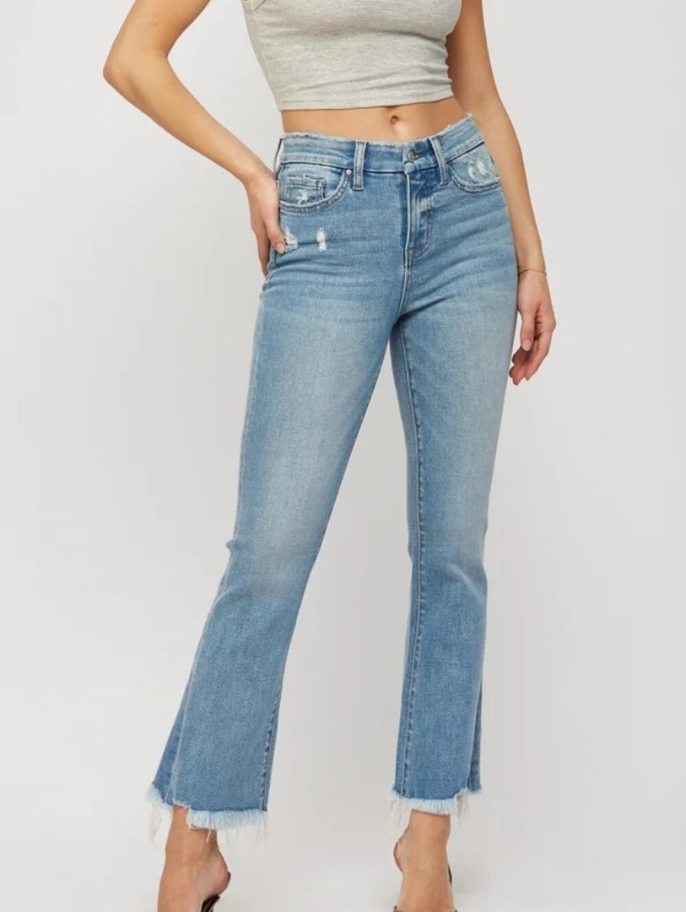 High-Rise Light Wash Kick Flare Jeans